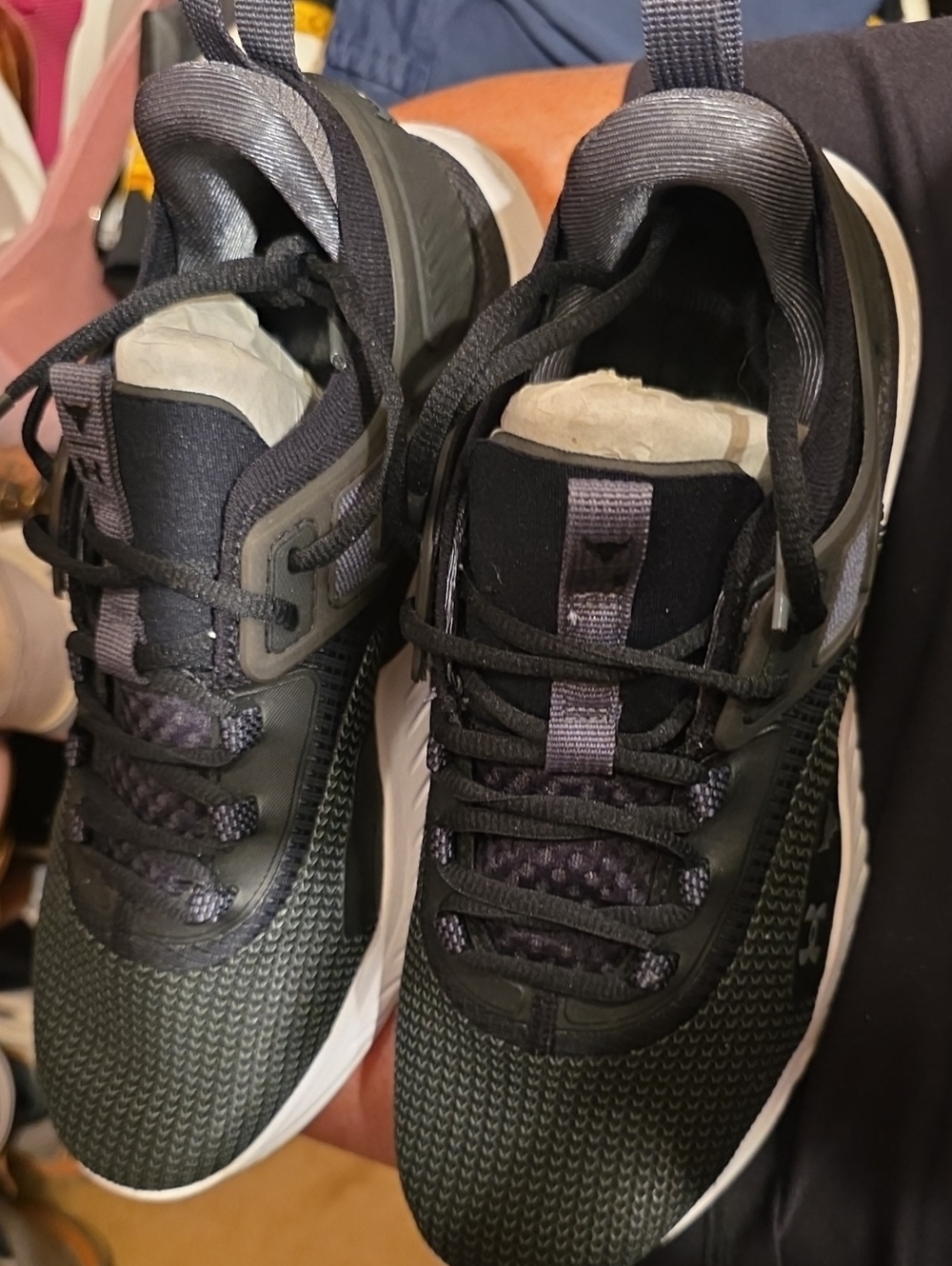 Under Armour Project Rock 5 Black and White Athletic Sneakers